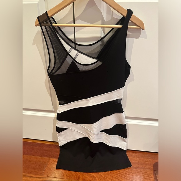 BEBE Mesh Bandage White and Black Mini Dress - Picture 5 of 5